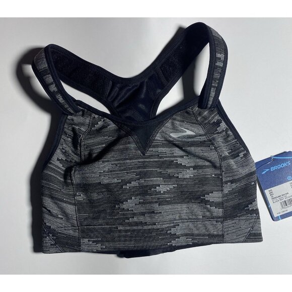 Brooks 30D Rebound Racerback Sports Bra Black Ikat Jacquard Adjustable - Picture 9 of 9